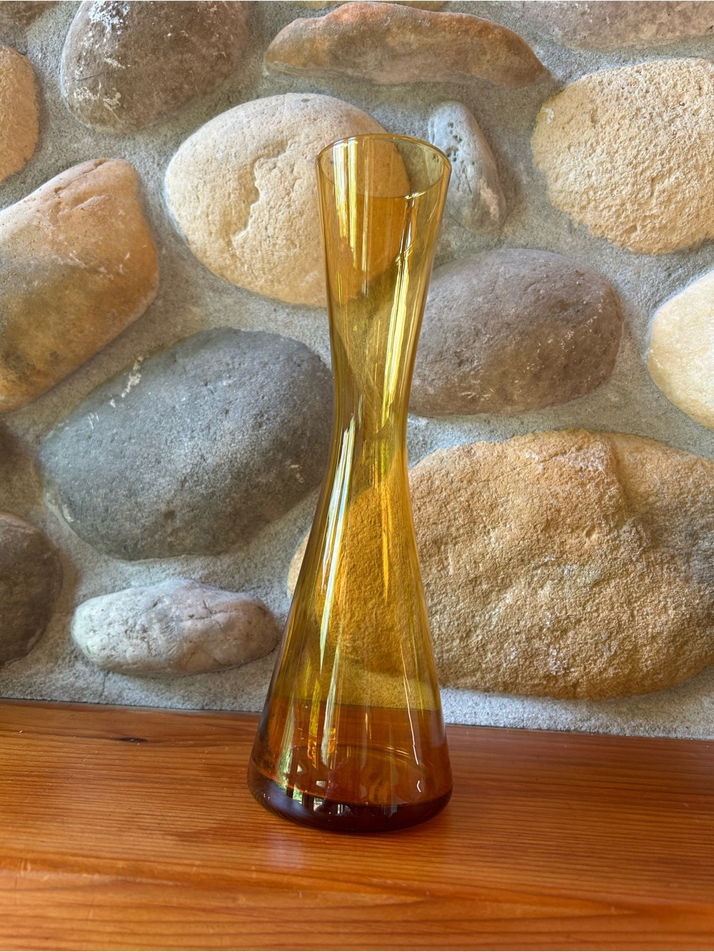 Diablo Hourglass Amber 10” Blown Glass Vase. MCM Minimalist Scandinavian Design.